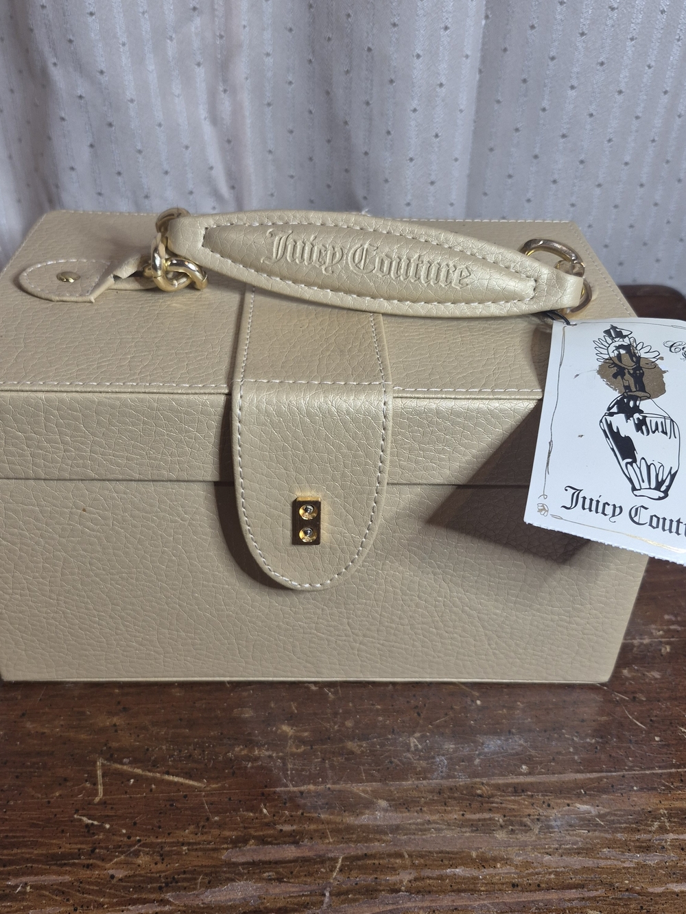 Juicy Couture Cream Gold Deluxe Train Case Makeup Vanity Box